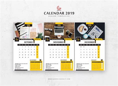 Free 13 Pages 2019 Calendar Design Templates - Graphic Google - Tasty Graphic Designs ...