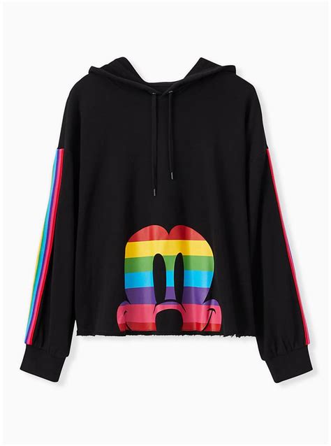 Torrid Disney Mickey Mouse Rainbow Black Crop Hoodie The Best Pride