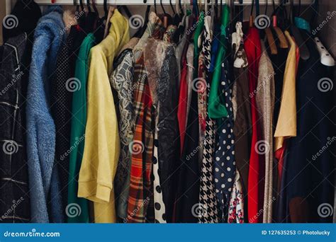 Colorful Wardrobe With Variety Of Clothes Stock Image Image Of