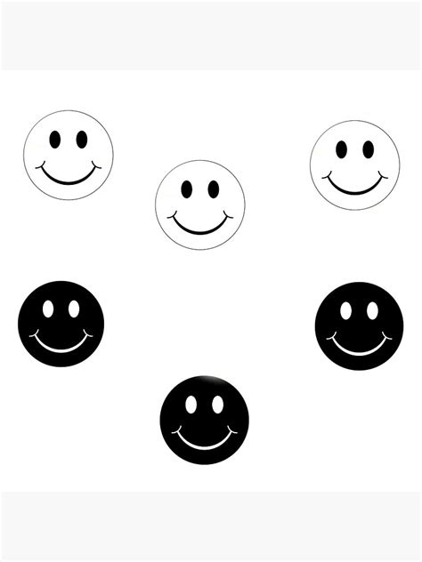 Cute Simple Black And White Smiley Face Sticker Pack Poster For Sale