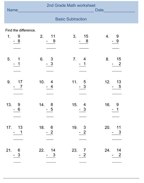 2nd Grade Worksheets Math