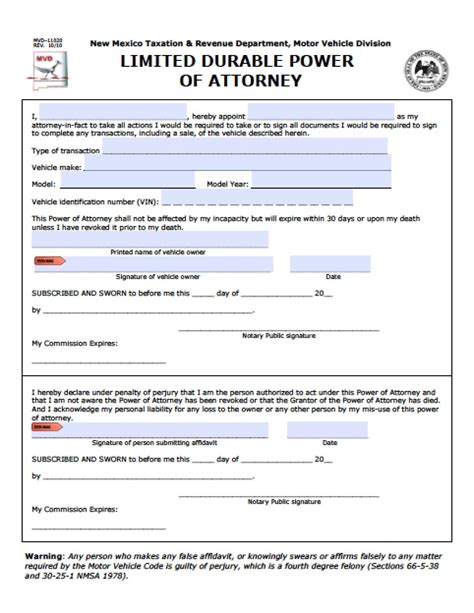 Free Printable Medical Power Of Attorney Form New Mexico