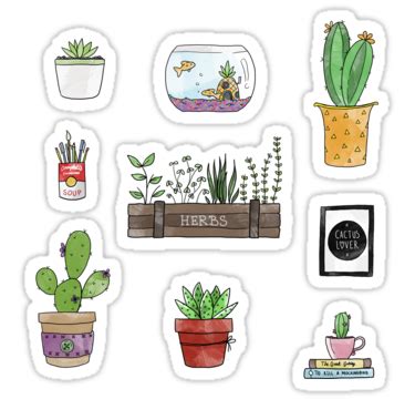 Utiliza colores cálidos, ropa con estampados de obras famosas, converse, jeans antiguos, plantas y materiales de arte. Cactus & Friends Desk Sticker by Mel Hooper in 2021 | Desk ...