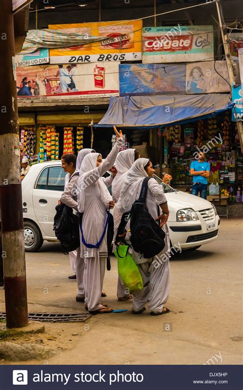 School Girls Srinagar Kashmir Jammu And Kashmir State India Stock