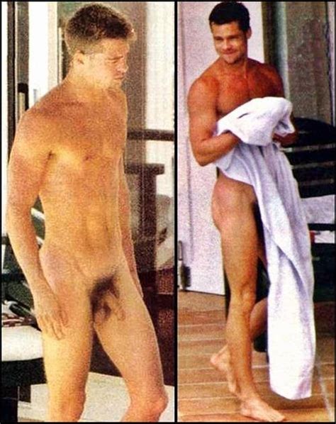 Fotos de Brad Pitt nu mostrando o pênis Homens Pelados BR