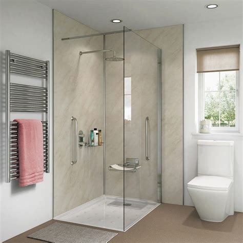 Showerwall Ivory Marble Waterproof Proclick Shower Wall Panel Shower