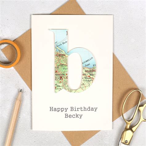 Personalised Map Letter Birthday Card By Bombus