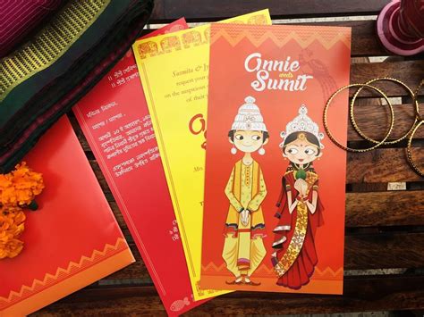 You can find a variety of design and colour. A bengali wedding invitation by Vineeta Grower | Wedding ...