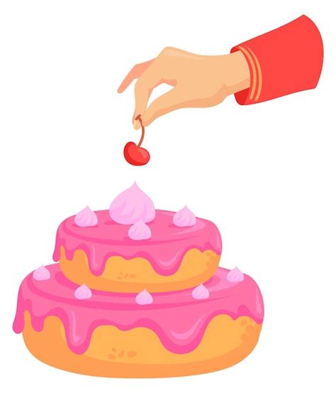 premium vector making cake cartoon icon sweet pastry baking