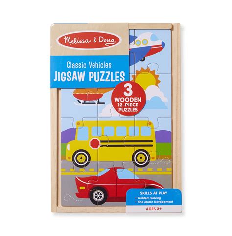 Melissa And Doug Classic Vehicles Wooden Jigsaw Puzzles In A Box 3