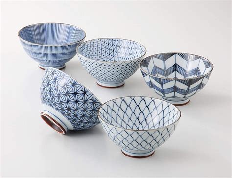 Saikai Pottery Traiditional Japanese Rice Bowls (5 bowls set) 19541 ...