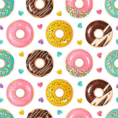 Donut Pattern Seamless Doughnut Dessert Background Colorful Confetti