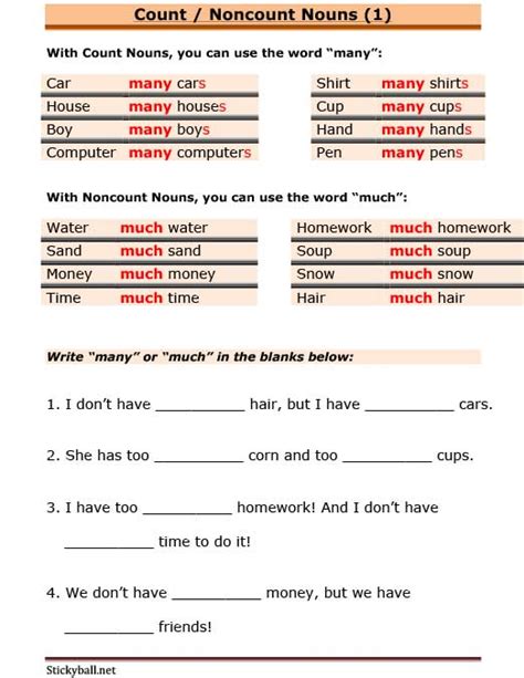 Esl Grammar Introduction To Count Noncount Nouns