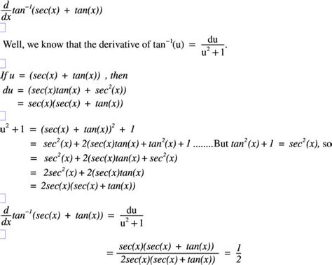 what is the derivative of tan 1 sec x tan x quora