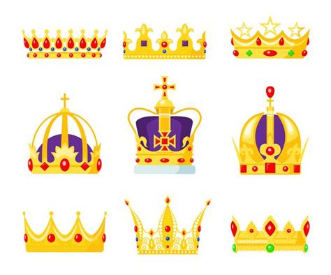 Free Vector Monarch Crown Set King Or Queens Jewelry Royal