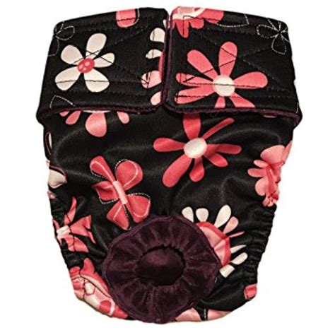 Barkertime Waterproof Cat Diapers Made In Usa Pink Floral On Black