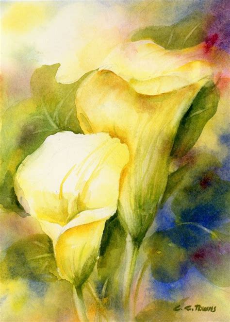 Yellow Calla Lily Watercolor Painting Print From Original Etsy