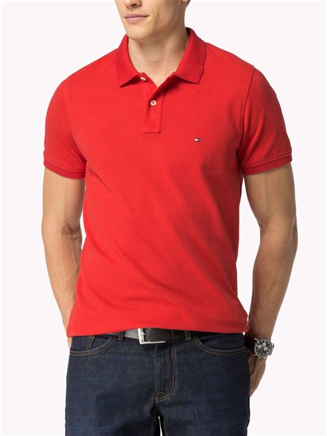 Men's flag pride polo shirt in custom fit. Tommy hilfiger Slim Fit Short Sleeve Polo Shirt in Red for ...