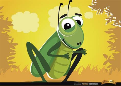 Funny Cartoon Cricket Bug Vector Download