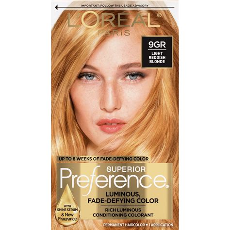 L Oreal Paris Superior Preference Permanent Hair Color GR Light Golden Reddish Blonde