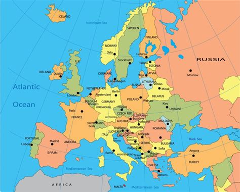 Mappa politica europa spagnolo mappa dimensione 92 cm. Carta da Parati Mappa politica dell'Europa • Pixers ...