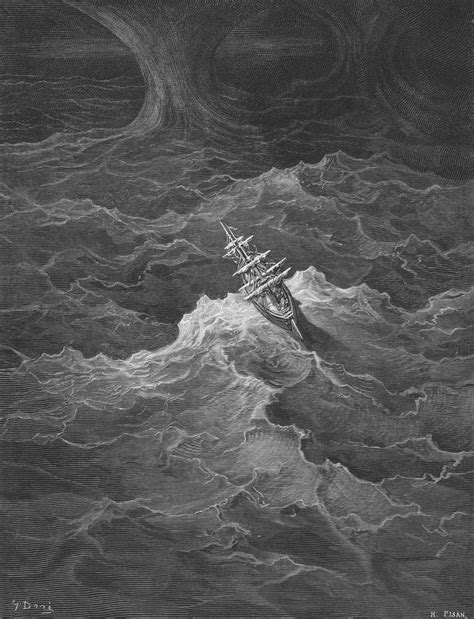An Old Ship In The Middle Of A Large Body Of Water With Waves Around It