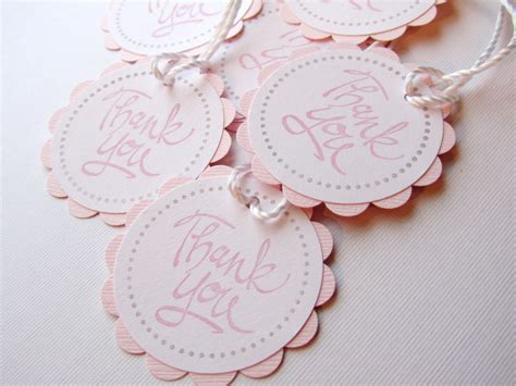 If you're looking for a convenient and time efficient way to take care of your baby shower thank you notes, these free note cards are easy to download with adobe. Baby Shower Favor Tags Thank You Tags PINK Set by WildBeanlore
