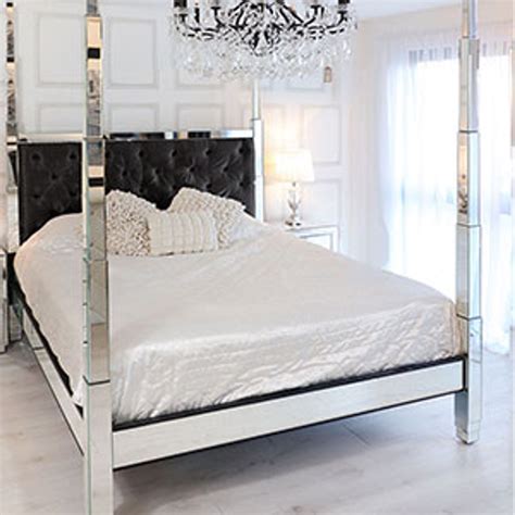 Mirrored Four Poster Bed Luxury Mirrored Furniture