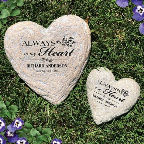 Engraved Heart Memorial Garden Stone Tsforyounow
