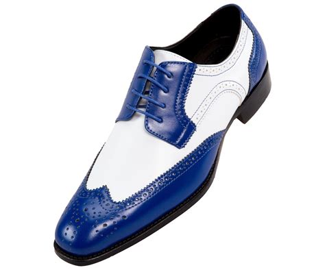 New Handmade Mens Two-Tone Royal & White Smooth Dress Shoes, Men's ...