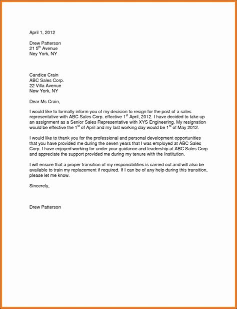 Letter Of Resignation Template Icesilope
