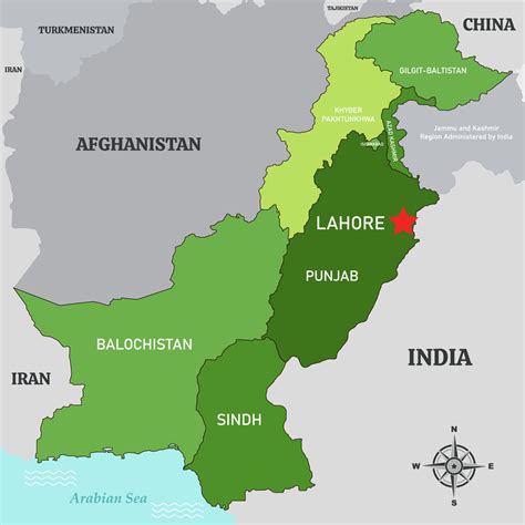 Mapa de pakistán con nombre de país detallado Vector en Vecteezy
