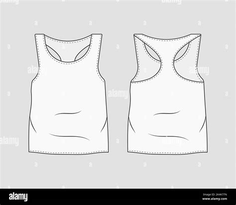 Sleeveless White Tshirt Template Front And Back View Stock Vector Image
