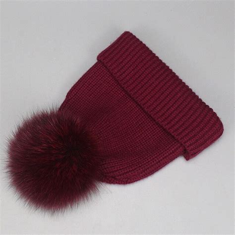 2018 Girl Fur Pom Pom Hats Women Beanies Hats Fur Pompon Hat Scarf Crochet Wool Soft Solid Red