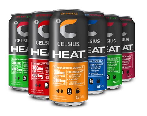 Celsius Heat Performance Energy Drink 5 Flavor Variety Pack Zero Sugar