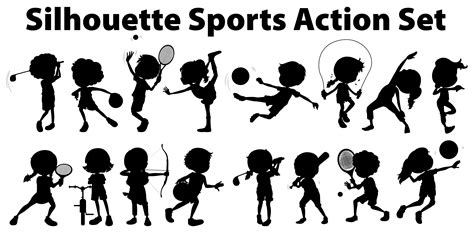 Silhouette Sports Action Set On White Background 374089 Vector Art At