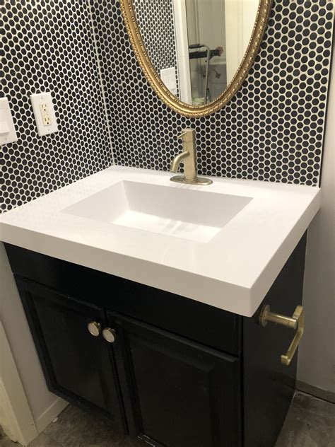 Black Penny Tile And Gold Penny Tiles Bathroom Black Vanity Bathroom