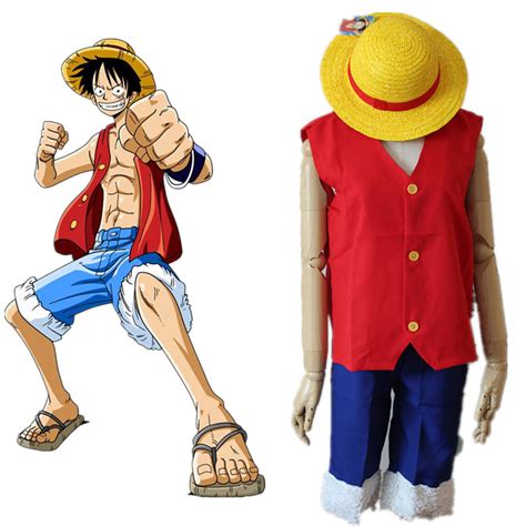 Anime One Piece Monkey D Luffy Cosplay Costume Full Set Uniform Top