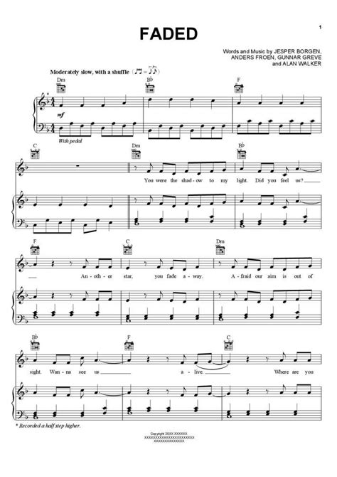 Faded Piano Sheet Music Onlinepianist
