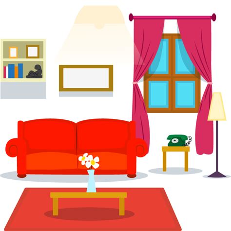 Interior of a living room including the lamp curtains and armchair. Clipart castle living room, Clipart castle living room ...