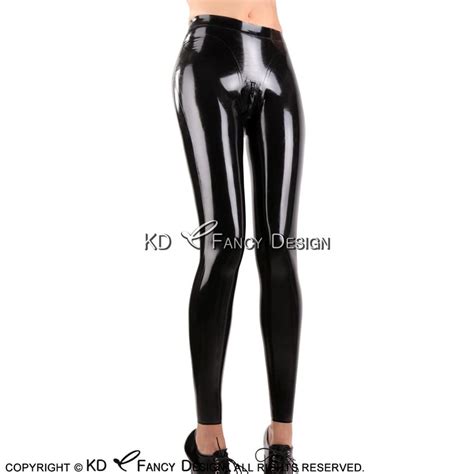 black sexy latex leggings with crotch zippers long rubber pants jeans trousers bottoms ck 0063