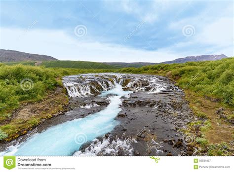 Bruarfoss Turquoise Waterfall South Iceland Stock Image Image Of
