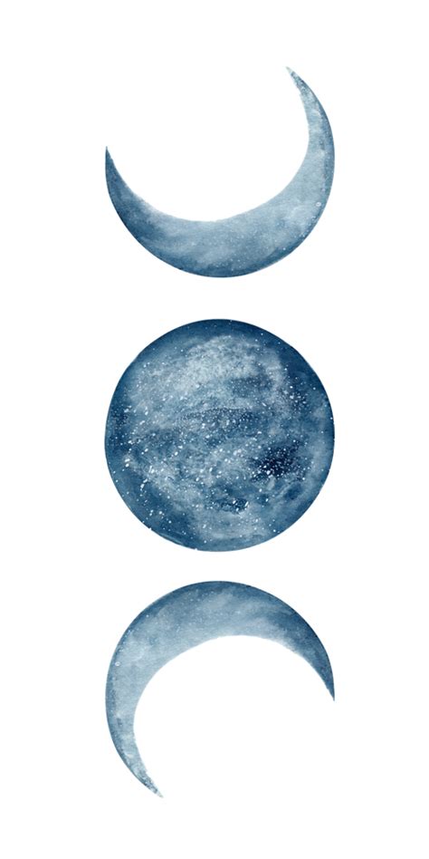 Blue Moon Phases Watercolor Mini Art Print By Kris Kivu Arte