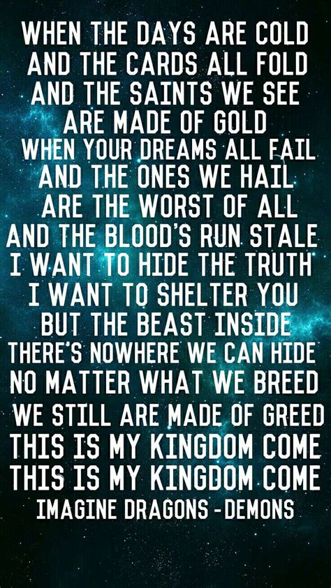 Imagine Dragons Demons Lyric Wallpaper Imagine Dragons Lyrics