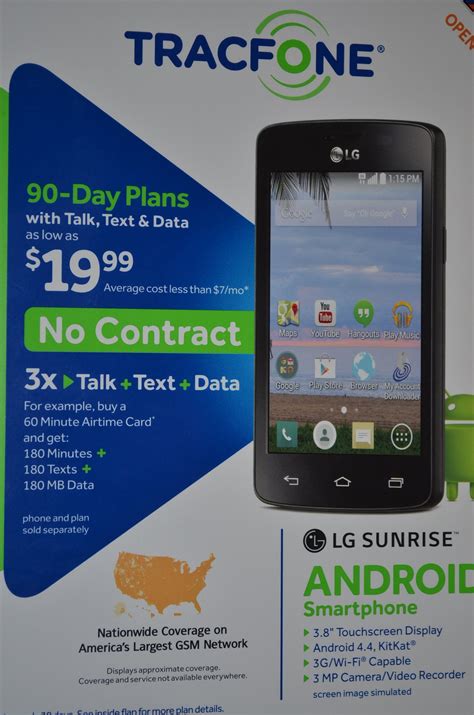 Tracfone Lg Sunrise L15g Android Smartphone Triple Minutes For Life