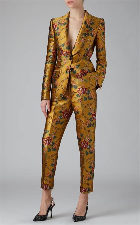 dolce and gabbana floral print satin jacquard tapered pants woman suit fashion pantsuits for