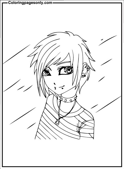 Emo Style Coloring Page Free Printable Coloring Pages