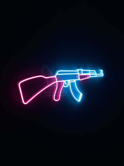 Ak 47 Gun Led Neon Custom Sign Garage Decor Wall Art Rifle Etsy