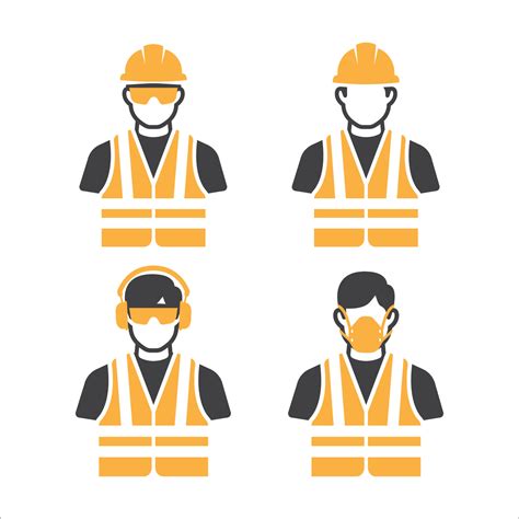 Construction Worker Icon Vector Set Safety Icon Avatar Set Builder