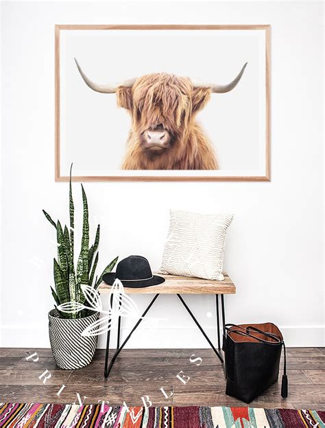 Highland Cow Wall Art Scotland Highland Cow Print Download Etsy